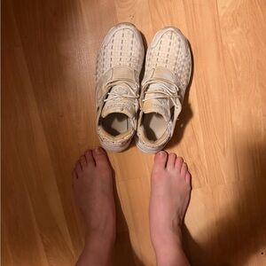 Reebok Kids' Cream Woven Slip-On well worn Sneakers